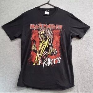 IRON MAIDEN VTG 80s Killers Band Tee T Shirt Metal Rock Black Vintage